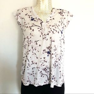 Casual Floral V Neck Top